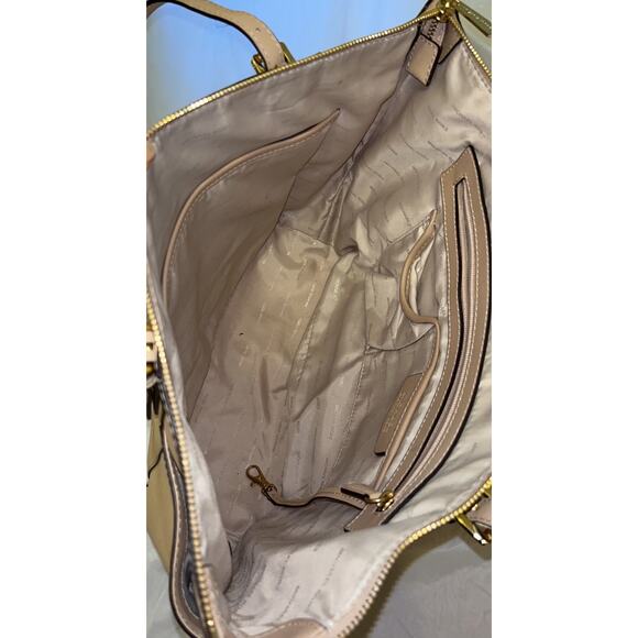 Michael Kors Jet Set Tote Bag - Top Zip Beige Tone Women's Bag - Picture 5 of 13